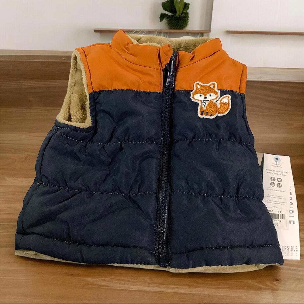 NWT Robeez Baby Reversible Vest Jacket, 3-6 Mos